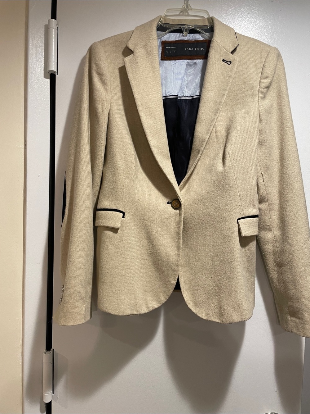 Zara Tan/Cream Tailored Single-Button Blazer